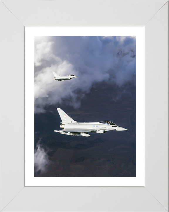 RAF 6 Squadron Typhoons in flight Portrait Photo Print - Royal Air Force Aircraft Hampshire Prints 10 x 8 White Frame Yes