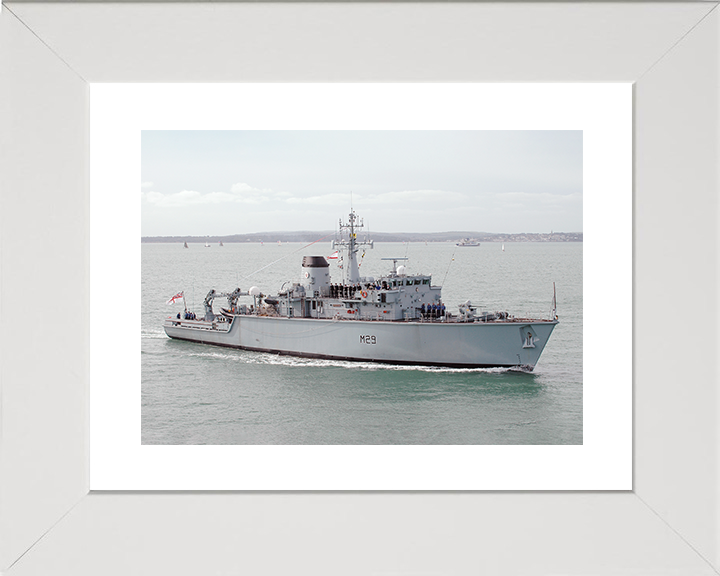 HMS Brecon (M29) Royal Navy Hunt Class Mine Warfare Vessel Portsmouth Photo Print Wall Art Decor Posters, Prints, & Visual Artwork Hampshire Prints 10 x 8 White Frame Yes