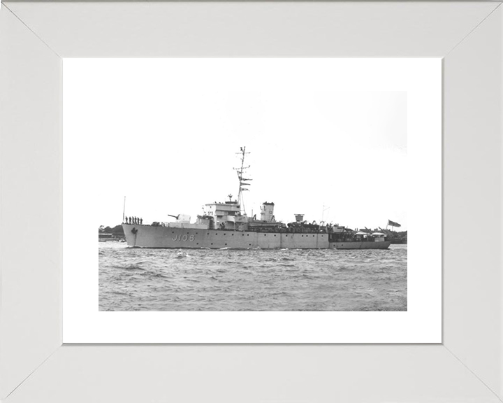 HMS Acute (J106) Royal Navy Algerine Class Minesweeper Photo Print Warship Wall Art Posters, Prints, & Visual Artwork Hampshire Prints 10 x 8 White Frame Yes