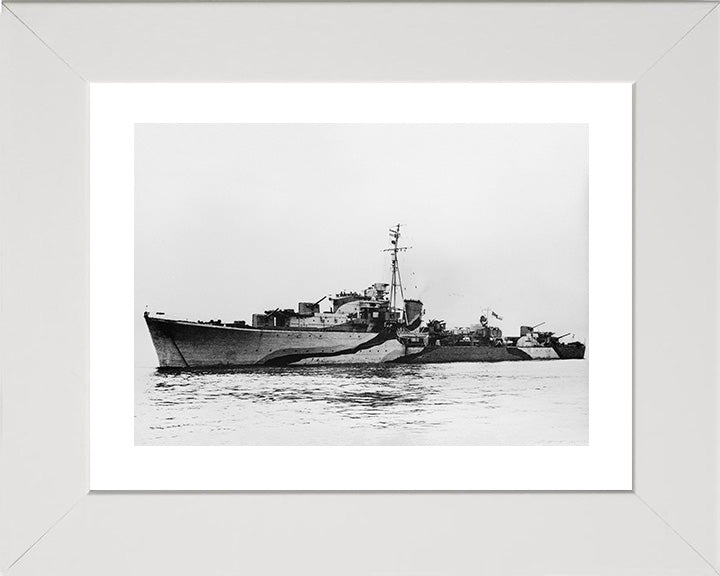HMS Queenborough (G70) Photo Print - Port Side - Royal Navy Q Class Destroyer Hampshire Prints 10 x 8 White Frame Yes