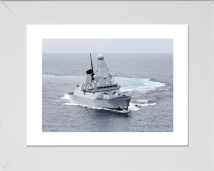 HMS Daring (D32) Royal Navy Type 45 Destroyer Making Turns Photo Print Wall Art Decor Posters, Prints, & Visual Artwork Hampshire Prints 10 x 8 White Frame Yes