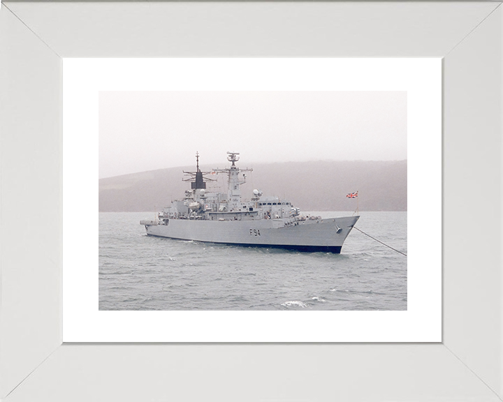 HMS Brave (F94) Royal Navy Type 22 Frigate at Anchor Photo Print Wall Art Decor Posters, Prints, & Visual Artwork Hampshire Prints 10 x 8 White Frame Yes