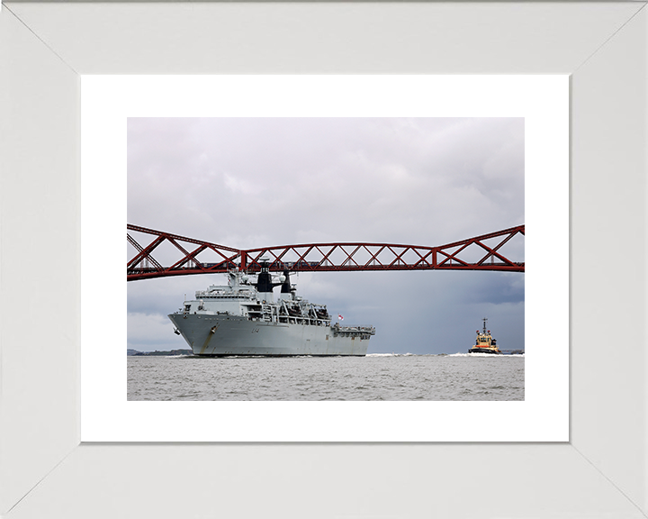 HMS Albion (L14) Royal Navy Albion Class Amphibious Ship Firth of Forth Photo Print Wall Art Naval Decor Posters, Prints, & Visual Artwork Hampshire Prints 10 x 8 White Frame Yes