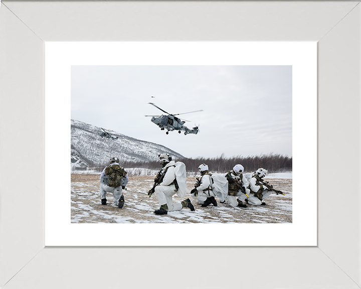 Royal Marines With Wildcat Helicopters in Norway Photo Print 40 Commando Wall Art Military Poster Posters, Prints, & Visual Artwork Hampshire Prints 10 x 8 White Frame Yes