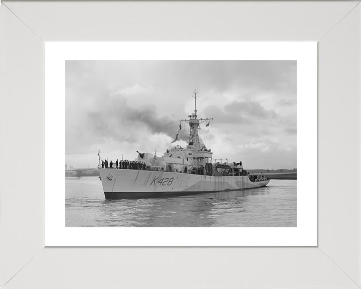 HMS Loch Alvie (K428) Photo Print - Entering Harbour - Royal Navy Loch Class Frigate Hampshire Prints 10 x 8 White Frame Yes