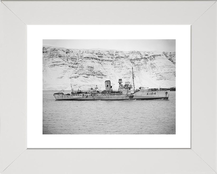 HMS Abelia (K184) Royal Navy Flower Class Corvette Photo Print Warship Wall Art Posters, Prints, & Visual Artwork Hampshire Prints 10 x 8 White Frame Yes