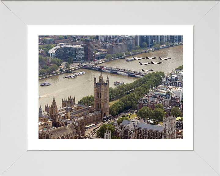 RAF F35Bs over Westminster London Photo Print - Royal Air Force Aircraft Hampshire Prints 10 x 8 White Frame Yes