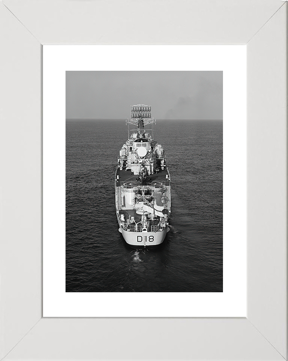 HMS Antrim (D18) Royal Navy County Class Destroyer Stern View Photo Print Wall Art Decor Posters, Prints, & Visual Artwork Hampshire Prints 10 x 8 White Frame Yes