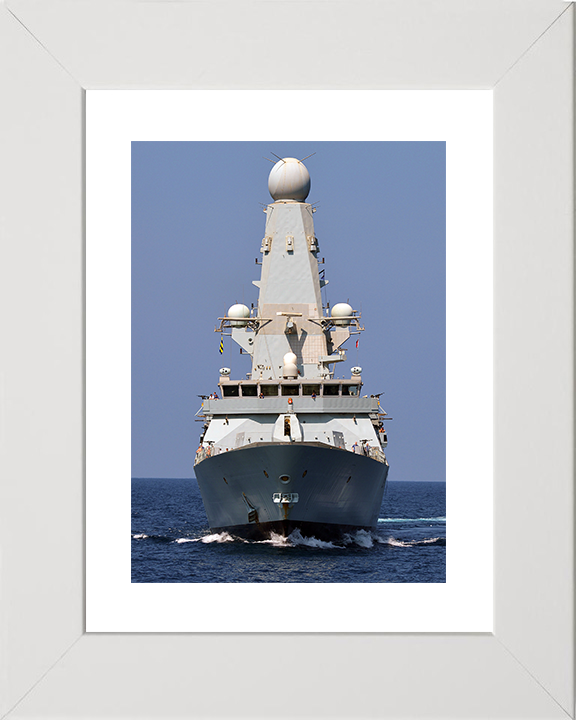 HMS Diamond (D34) Royal Navy Type 45 Destroyer Low Bow View Photo Print Wall Art Decor Posters, Prints, & Visual Artwork Hampshire Prints 10 x 8 White Frame Yes