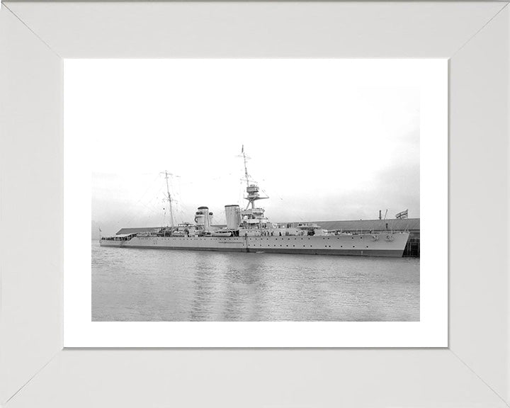 HMS Raleigh (1919) Photo Print - Alongside 1921 - Royal Navy Hawkins Class Cruiser Hampshire Prints 10 x 8 White Frame Yes
