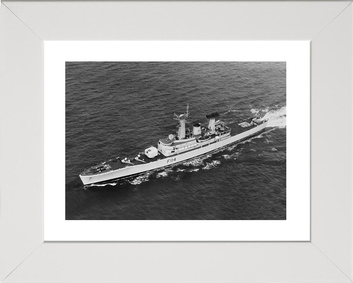 HMS Ajax (F114) Photo Print - Underway - Royal Navy Leander Class Frigate Posters, Prints, & Visual Artwork Hampshire Prints 10 x 8 White Frame Yes