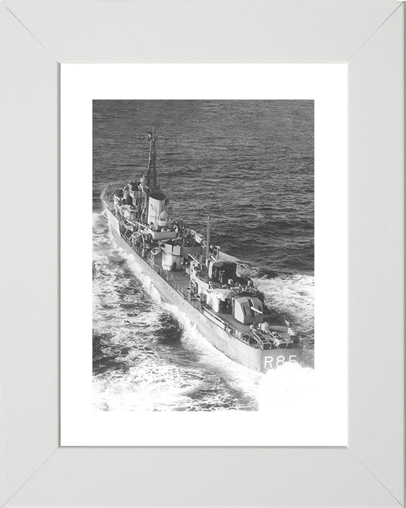 HMS Cambrian (R85) Royal Navy C Class Destroyer Port Quarter View Photo Print Wall Art Decor Posters, Prints, & Visual Artwork Hampshire Prints 10 x 8 White Frame Yes