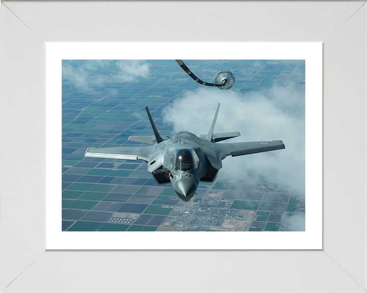 RAF F35B Lightening approaching to refuel Photo Print - Royal Air Force Aircraft Hampshire Prints 10 x 8 White Frame Yes