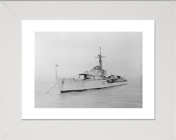 HMS Creole (R82) Royal Navy C Class Destroyer At Anchor Photo Print Wall Art Decor Posters, Prints, & Visual Artwork Hampshire Prints 10 x 8 White Frame Yes