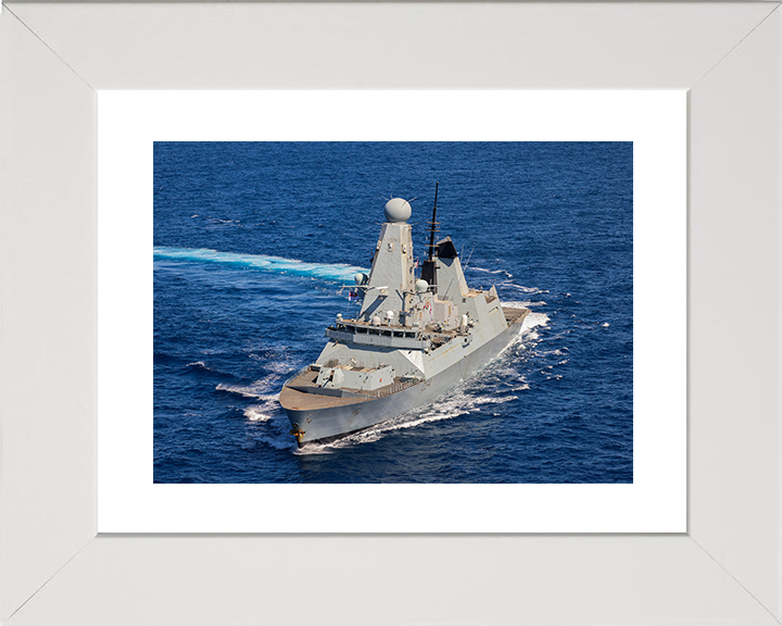 HMS Diamond (D34) Royal Navy Type 45 Destroyer Turning to Starboard Photo Print Wall Art Decor Posters, Prints, & Visual Artwork Hampshire Prints 10 x 8 White Frame Yes