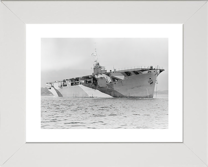 HMS Activity (D94) Royal Navy Escort Carrier Photo Print Starboard Bow View Warship Wall Art Posters, Prints, & Visual Artwork Hampshire Prints 10 x 8 White Frame Yes