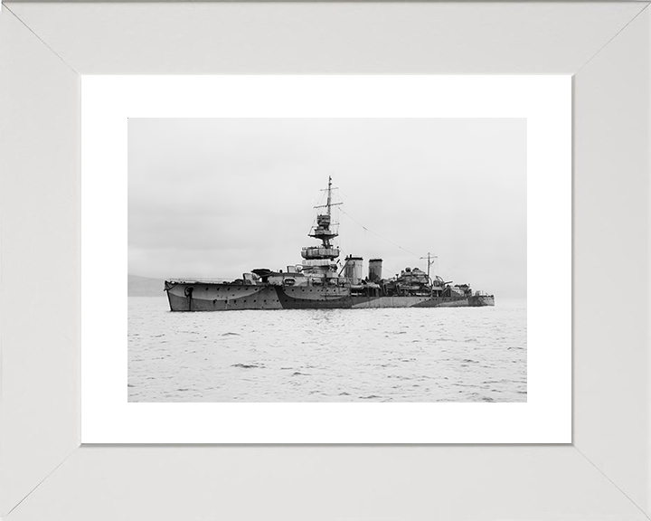 HMS Cardiff (D58) Royal Navy C Class Light Cruiser Port Side View Photo Print Wall Art Decor Posters, Prints, & Visual Artwork Hampshire Prints 10 x 8 White Frame Yes