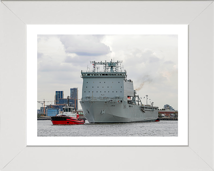 RFA Lyme Bay (L3007) Photo Print - With Tugs - Royal Fleet Auxiliary Bay Class Ship Hampshire Prints 10 x 8 White Frame Yes