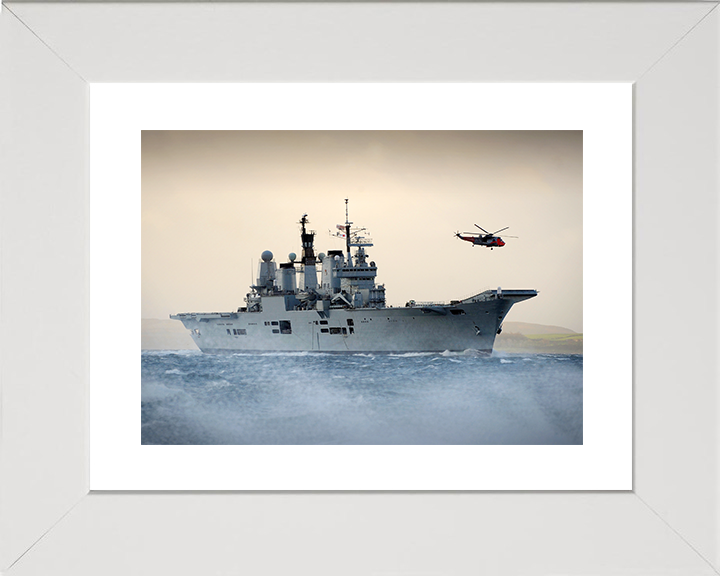 HMS Ark Royal (R07) Royal Navy Invincible Class Aircraft Carrier Off Scotland 2010 Photo Print Wall Art Decor Posters, Prints, & Visual Artwork Hampshire Prints 10 x 8 White Frame Yes