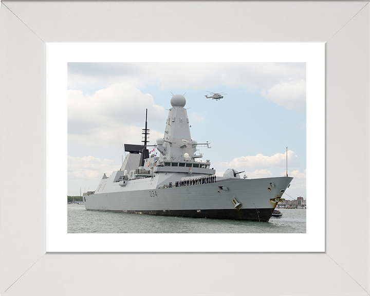 HMS Diamond (D34) Photo Print - Homecoming 2014 - Royal Navy Type 45 Destroyer Posters, Prints, & Visual Artwork Hampshire Prints 10 x 8 White Frame Yes