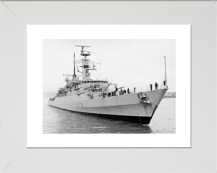 HMS Alacrity (F174) Royal Navy Type 21 Frigate Starboard Bow View Photo Print Wall Art Naval Decor Posters, Prints, & Visual Artwork Hampshire Prints 10 x 8 White Frame Yes