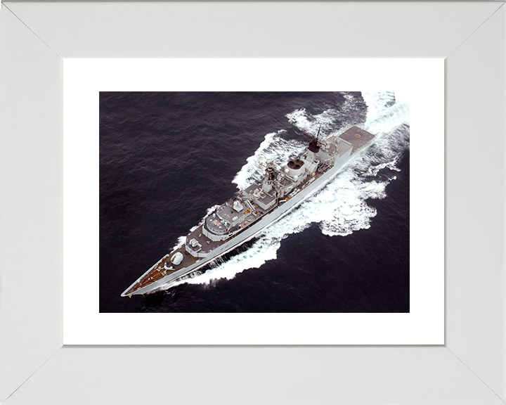 HMS Chatham (F87) Royal Navy Type 22 Frigate From The Air Photo Print Wall Art Decor Posters, Prints, & Visual Artwork Hampshire Prints 10 x 8 White Frame Yes