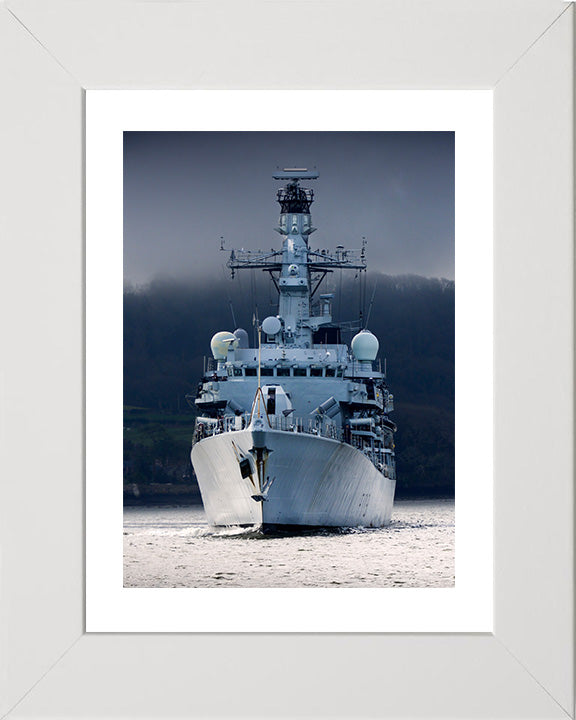 HMS Portland (F79) Photo Print - Low Bow View - Royal Navy Type 23 Frigate Hampshire Prints 10 x 8 White Frame Yes