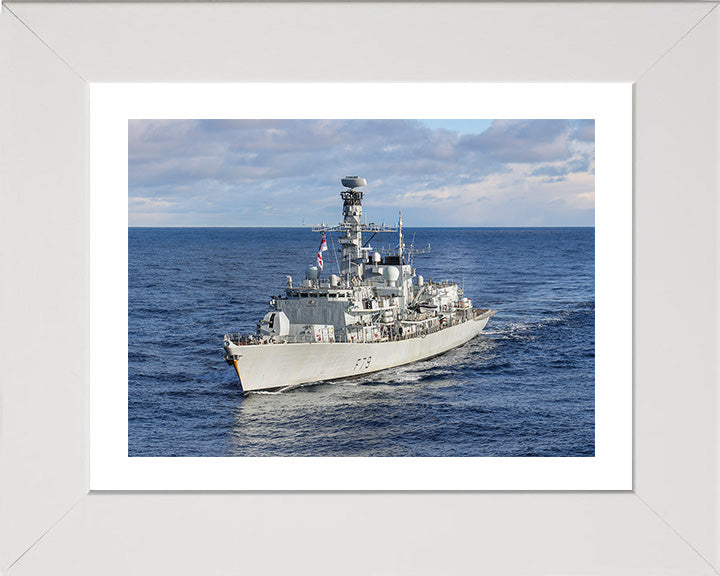 HMS Portland (F79) Photo Print - Port Bow View Underway - Royal Navy Type 23 Frigate Hampshire Prints 10 x 8 White Frame Yes