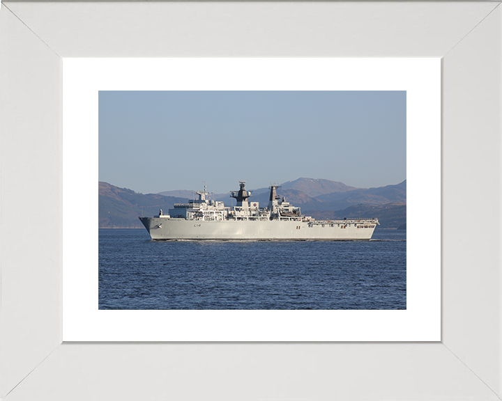 HMS Albion (L14) Royal Navy Albion Class Amphibious Ship Port Beam View Photo Print Wall Art Naval Decor Posters, Prints, & Visual Artwork Hampshire Prints 10 x 8 White Frame Yes