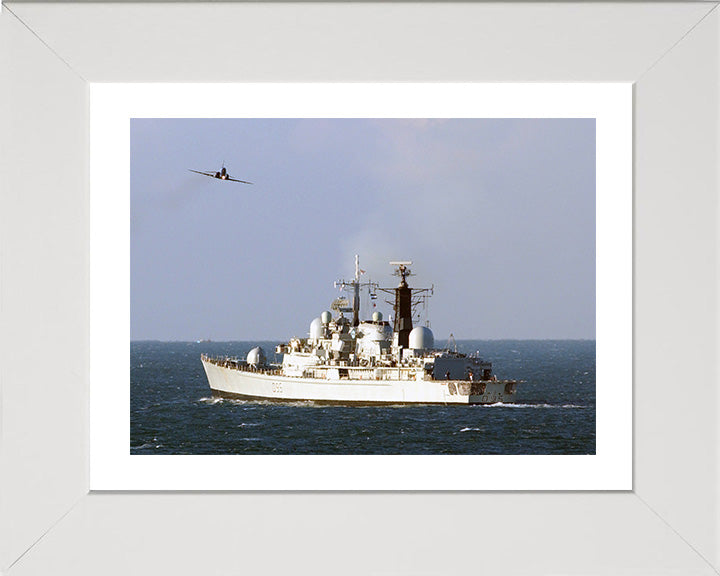 HMS Manchester (D95) Photo Print - Port Quarter View - Royal Navy Type 42 Destroyer Hampshire Prints 10 x 8 White Frame Yes