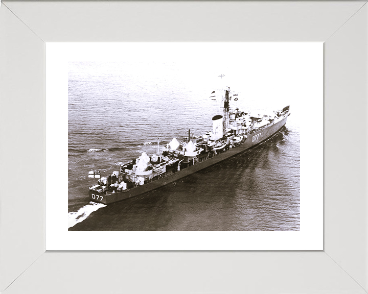 HMS Trafalgar (D77) Photo Print - At Sea - Royal Navy Battle Class Destroyer Posters, Prints, & Visual Artwork Hampshire Prints 10 x 8 White Frame Yes