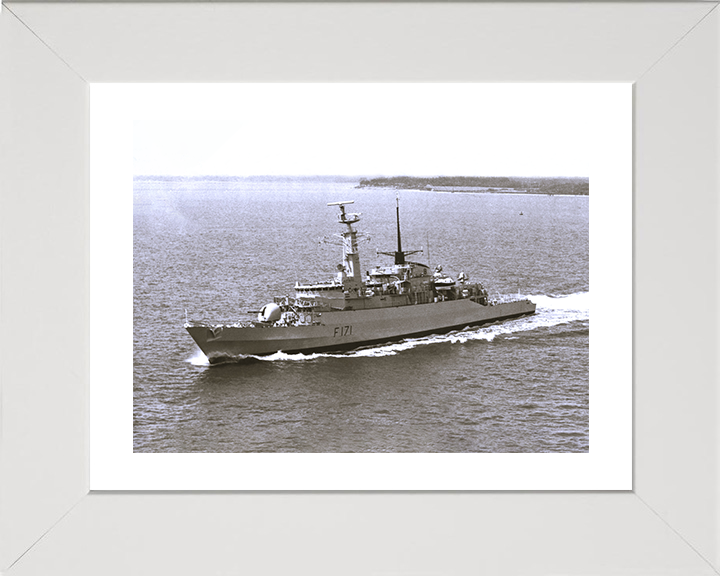 HMS Active (F171) Photo Print - Port Side View - Royal Navy Type 21 Frigate Posters, Prints, & Visual Artwork Hampshire Prints 10 x 8 White Frame Yes