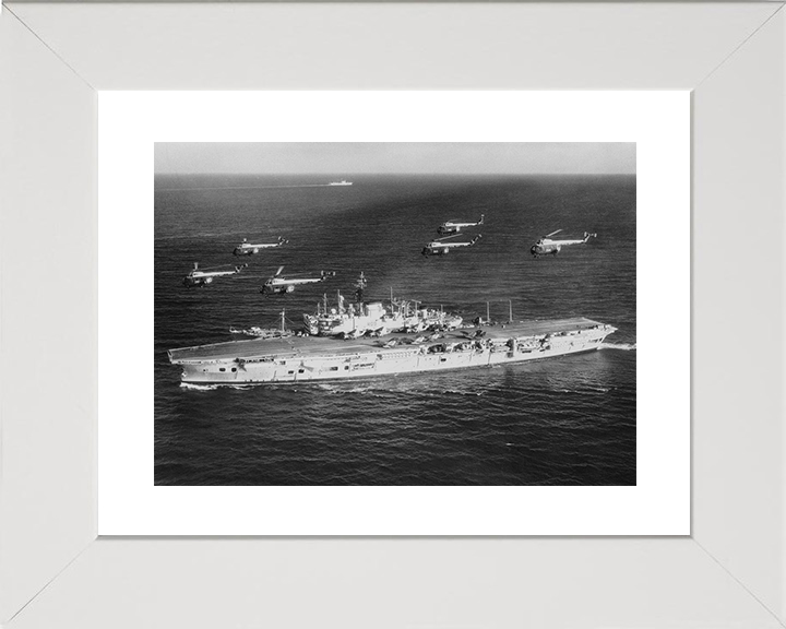 HMS Ark Royal (R09) Royal Navy Audacious Class Aircraft Carrier Whirlwind Flyover 1960 Photo Print Wall Art Decor Posters, Prints, & Visual Artwork Hampshire Prints 10 x 8 White Frame Yes