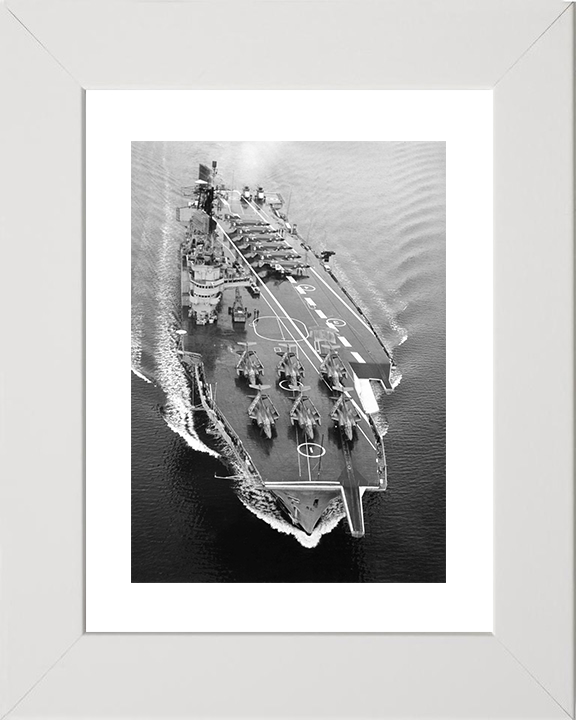HMS Ark Royal (R09) Royal Navy Audacious Class Aircraft Carrier From the Air Photo Print Wall Art Decor Posters, Prints, & Visual Artwork Hampshire Prints 10 x 8 White Frame Yes