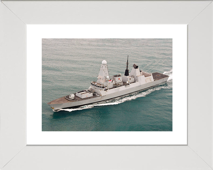 HMS Duncan (D37) Royal Navy Type 45 Destroyer High Starboard Bow View Photo Print Wall Art Decor Posters, Prints, & Visual Artwork Hampshire Prints 10 x 8 White Frame Yes