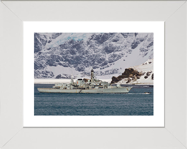 HMS Iron Duke (F234) Photo Print - off Antarctica 2014 - Royal Navy Type 23 Frigate Hampshire Prints 10 x 8 White Frame Yes