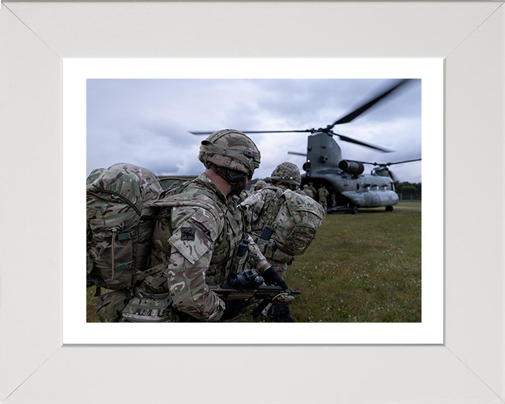 RAF Regiment and Chinook Helicopter Photo Print - Royal Air Force Hampshire Prints 10 x 8 White Frame Yes