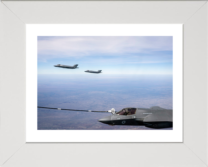 RAF F-35B Lightening II Air to Air Refuelling Photo Print - Royal Air Force Aircraft Hampshire Prints 10 x 8 White Frame Yes