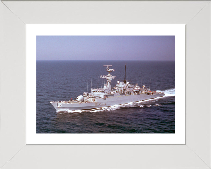 HMS Ardent (F184) Photo Print - High Port Side View - Royal Navy Type 21 Frigate Hampshire Prints 10 x 8 White Frame Yes