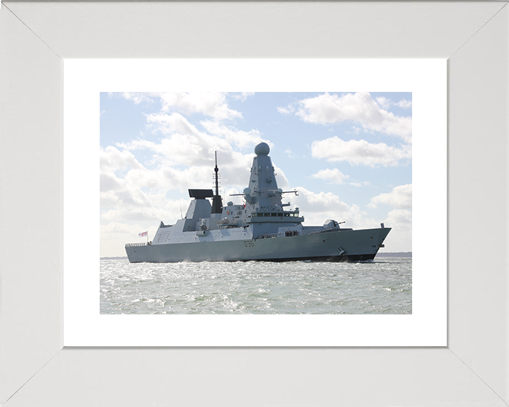HMS Defender (D36) Royal Navy Type 45 Destroyer Low Starboard View Photo Print Wall Art Decor Posters, Prints, & Visual Artwork Hampshire Prints 10 x 8 White Frame Yes