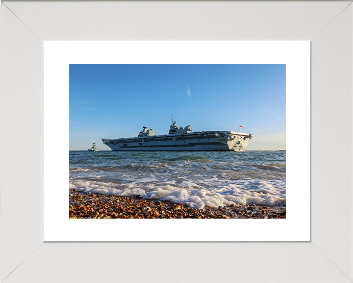 HMS Prince of Wales (R09) Royal Navy Queen Elizabeth Class Aircraft Carrier Photo Print Apr 26 Wall Art Posters, Prints, & Visual Artwork Hampshire Prints 10 x 8 White Frame Yes