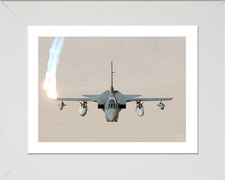 RAF Tornado GR4 firing chaff Photo Print - Royal Air Force Aircraft Hampshire Prints 10 x 8 White Frame Yes