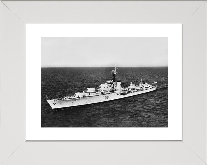 HMS Camperdown (D32) Photo Print - at Sea - Royal Navy Battle Class Destroyer Posters, Prints, & Visual Artwork Hampshire Prints 10 x 8 White Frame Yes