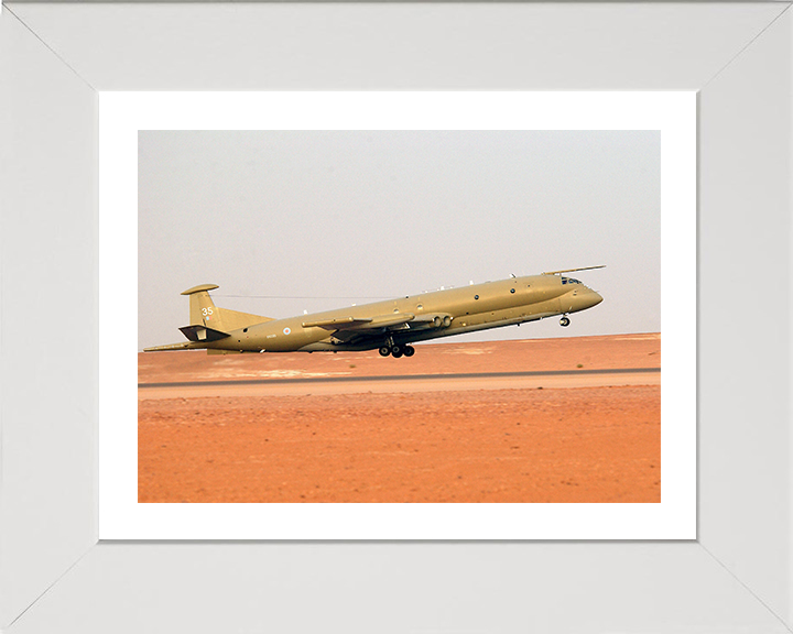RAF Nimrod MR2 Taking off Photo Print - Royal Air Force Aircraft Hampshire Prints 10 x 8 White Frame Yes