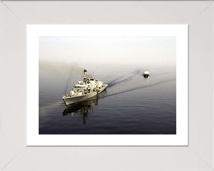 HMS Portland (F79) Photo Print - At Sea 2002 - Royal Navy Type 23 Frigate Hampshire Prints 10 x 8 White Frame Yes