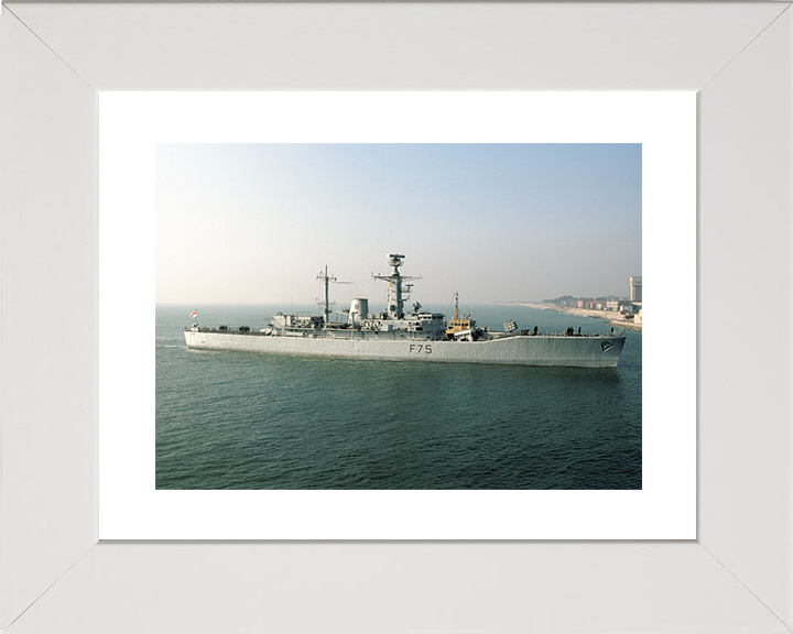 HMS Charybdis (F75) Royal Navy Leander Class Frigate Entering Portsmouth Photo Print Wall Art Decor Posters, Prints, & Visual Artwork Hampshire Prints 10 x 8 White Frame Yes