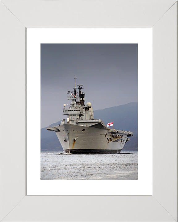 HMS Ark Royal (R07) Royal Navy Invincible Class Aircraft Carrier Portrait Photo Print Wall Art Decor Posters, Prints, & Visual Artwork Hampshire Prints 10 x 8 White Frame Yes