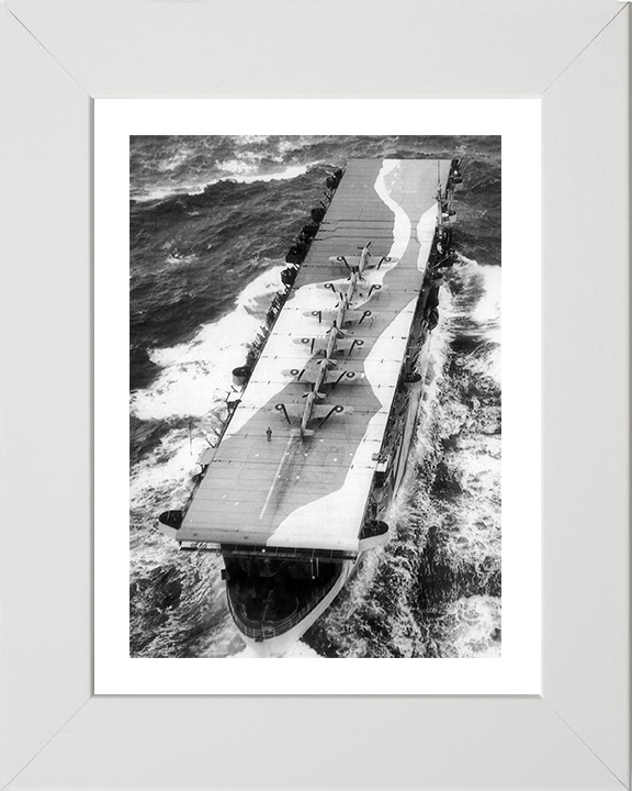 HMS Avenger (D14) Photo Print - At Sea 1942 - Royal Navy Aircraft Carrier Hampshire Prints 10 x 8 White Frame Yes