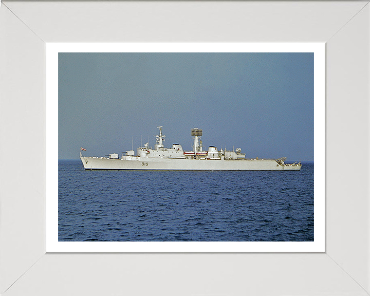 HMS Glamorgan (D19) Photo Print - Port Beam View - Royal Navy County Class Destroyer Hampshire Prints 10 x 8 White Frame Yes