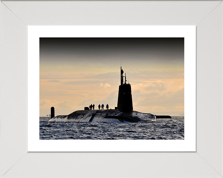 HMS Vanguard (S28) Photo Print - Sunset 2010 - Royal Navy Vanguard Class Submarine Hampshire Prints 10 x 8 White Frame Yes
